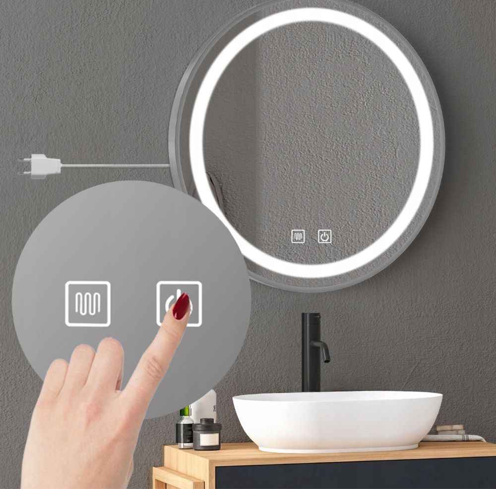 Nowe Lustro led podgrzewane dotyk srebrne 60 i 90 cm