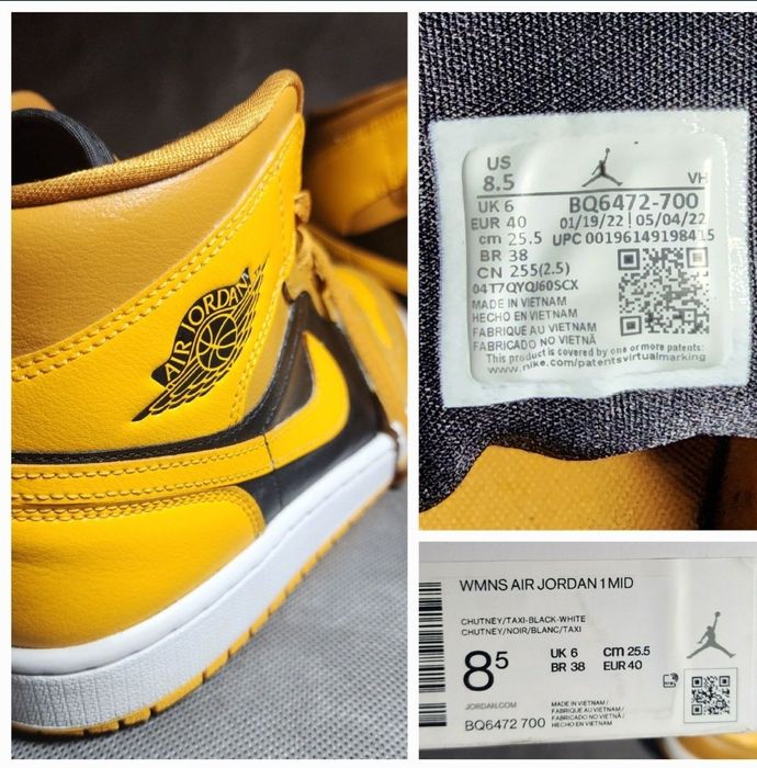 Buty Air Jordan 1 MID Chuntney/Taxi B/W - rozm. 40