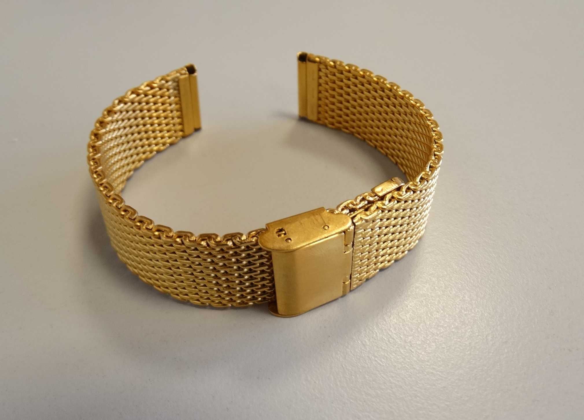 Bransoleta mesh 18mm do zegarka siatkowa złota PVD