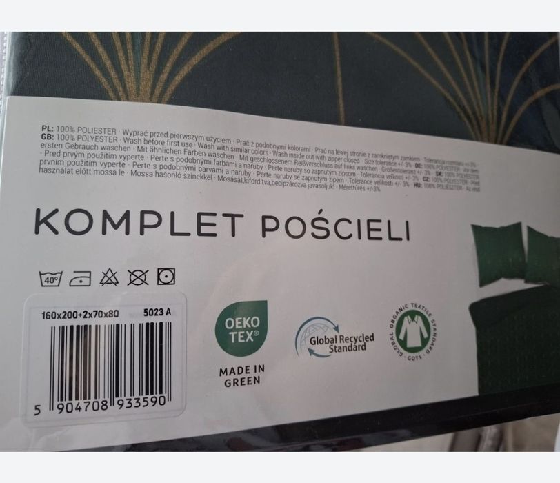 Pościel mikrofibra zielona 160×200