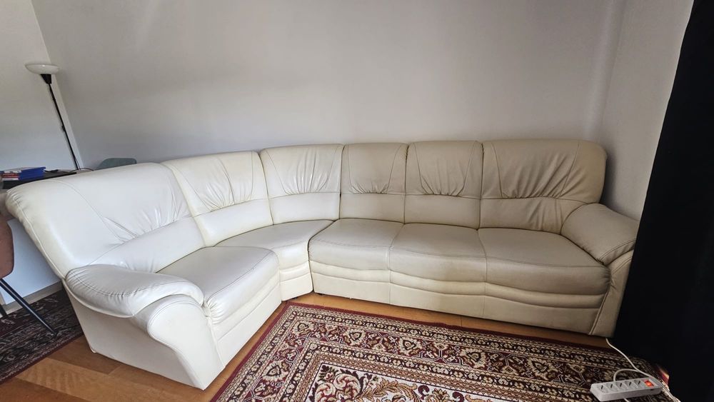 Sofa de canto em pele 6 lugares branco