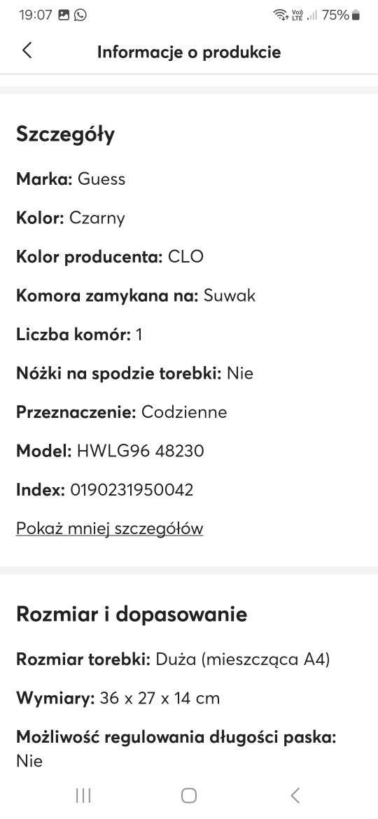 Duża torba Guess jak nowa