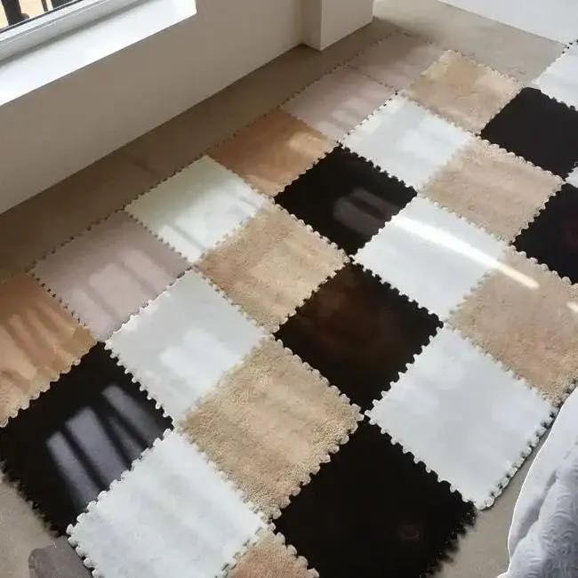 Дитячий килимок-пазл плюшевий 30×30×1.5 см, 10 плиток