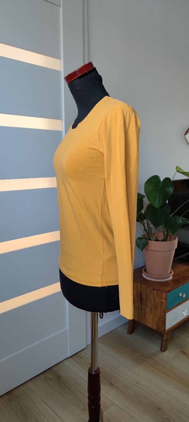 Bluzka z długim rękawem żółty S/36/8 wiskoza longsleeve top yellow