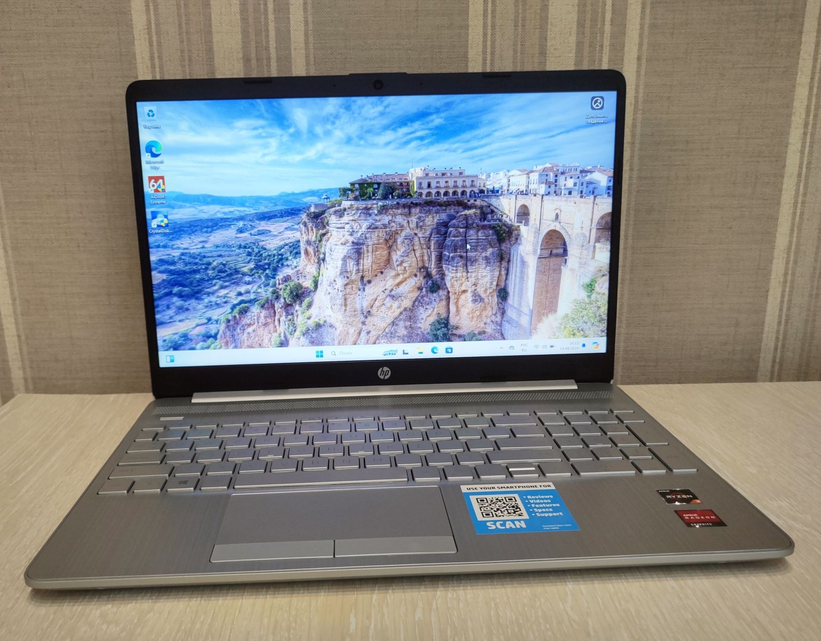 Ноутбук HP 15,6", Ryzen 3 3250U, 8GB DDR4, 128Gb SSD