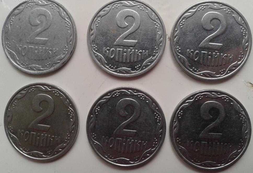 Монета 1 і 2 копійки 2001 - 2012 копейка копейки Україна монети монеты