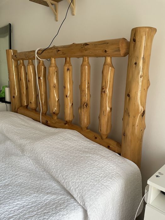 Estrutura de Cama King Size Amish Feita à Mão + Box IKEA