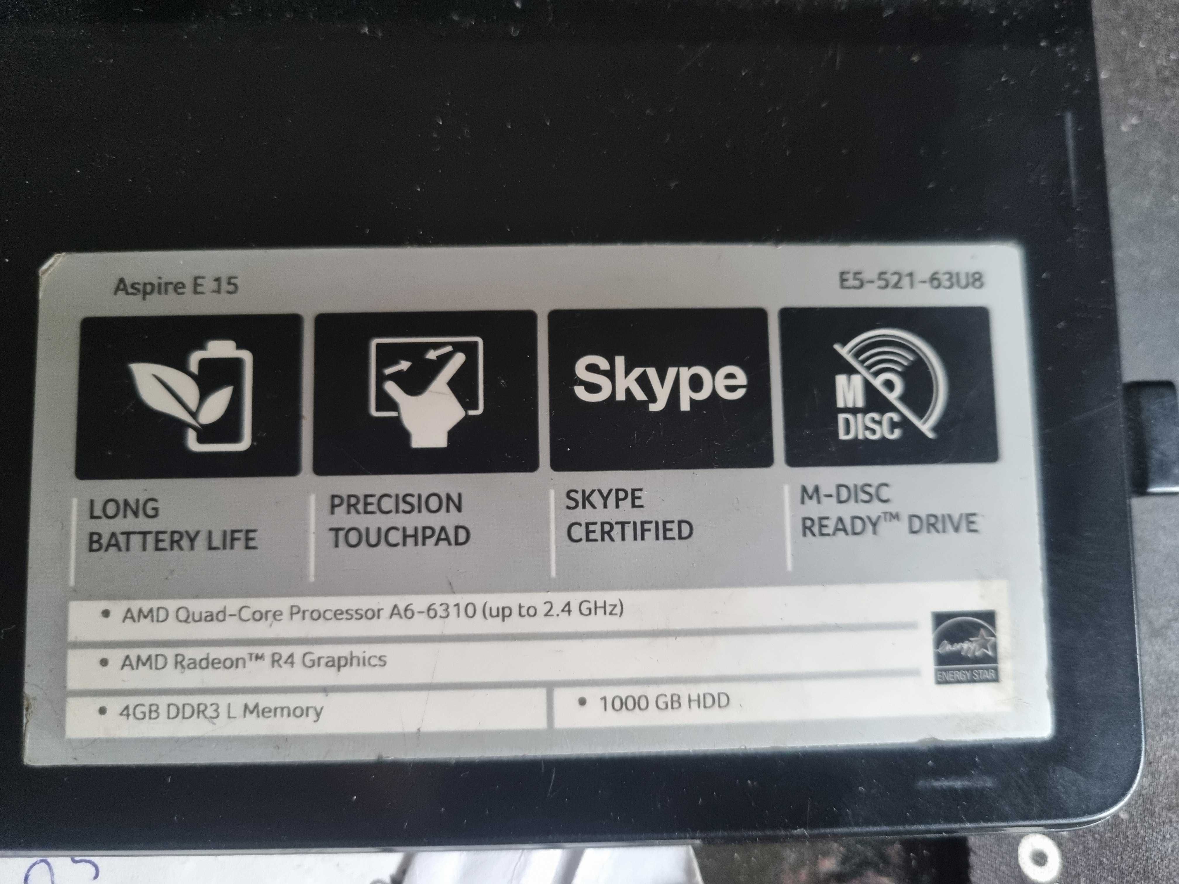 laptop acer aspire E15  E5-521 AMD