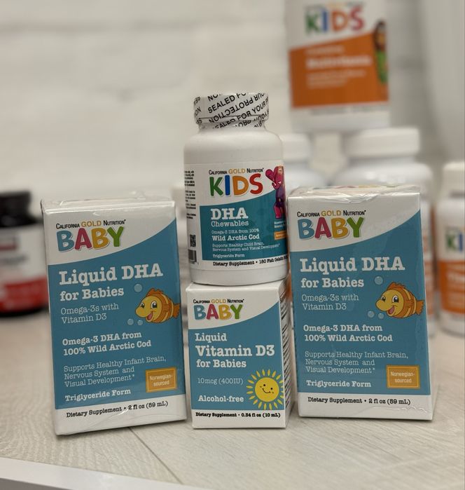 Дитяча Омега 3 +Вітамін Д3 California Gold Baby Liquid DHA