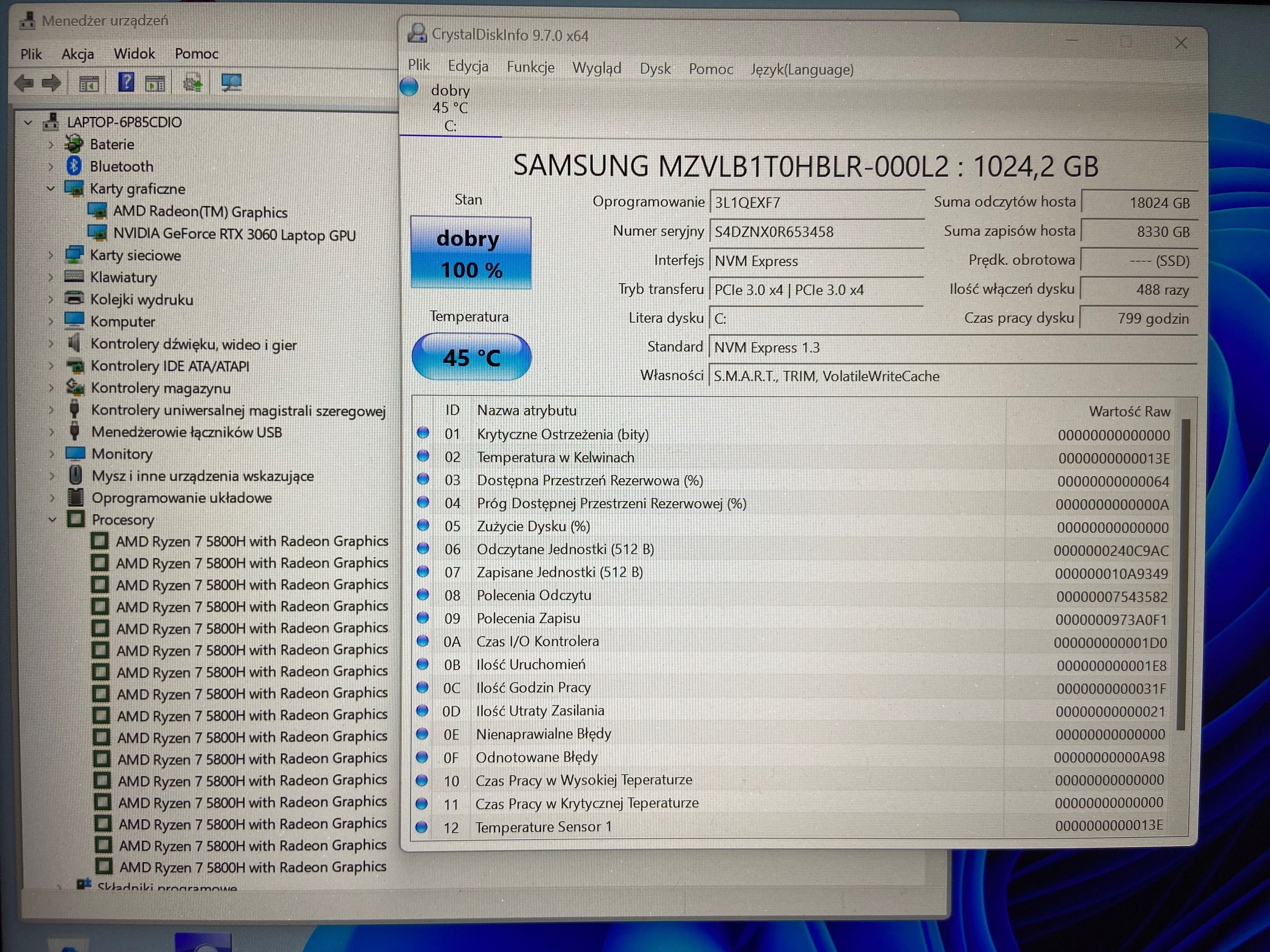 Lenovo Legion 5 Ryzen 7/32GB/1TB/Win11/RTX3060/IPS 165Hz 300 cd/m²