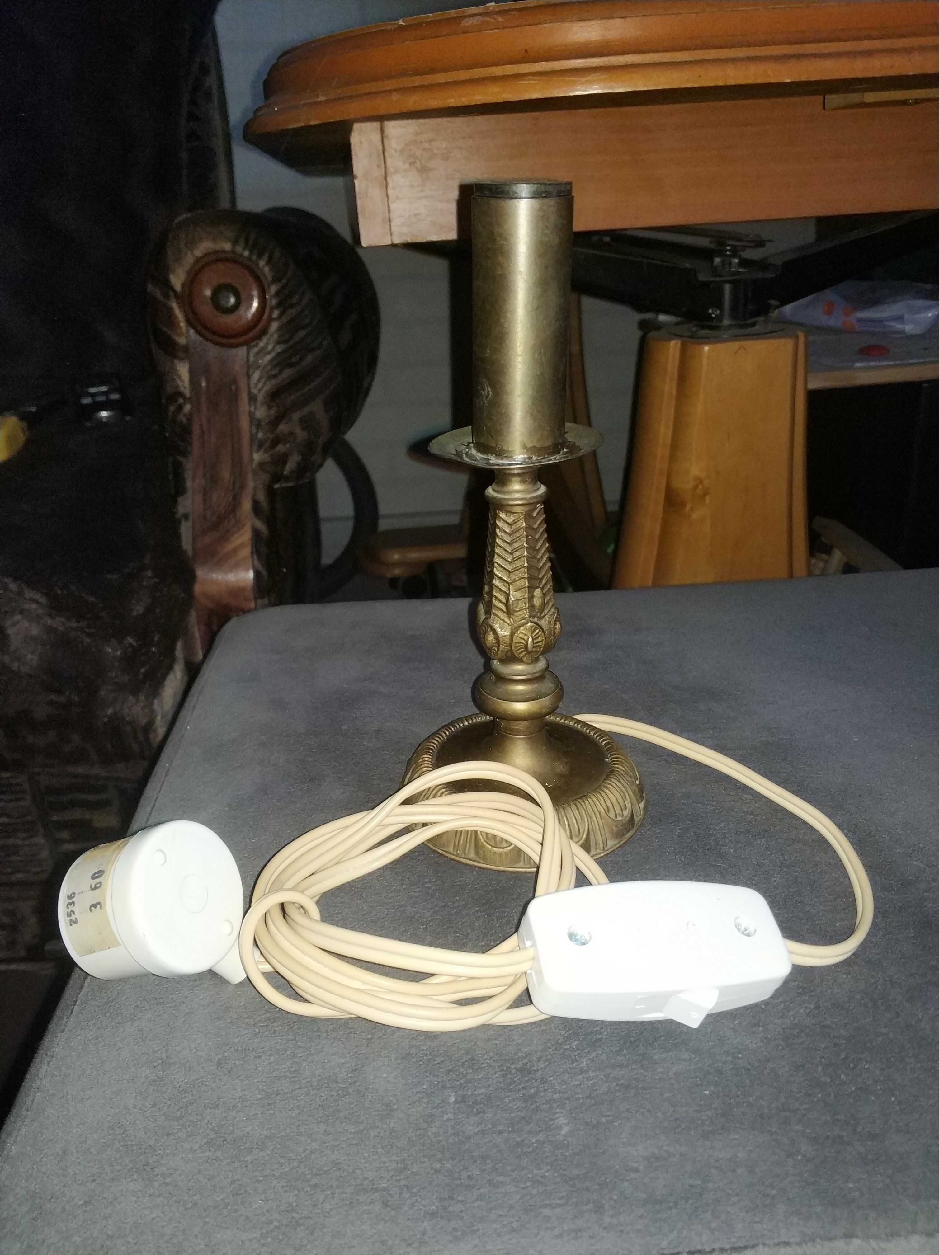 Lampa, lampka mosiądz z włącznikiem, mosiężna