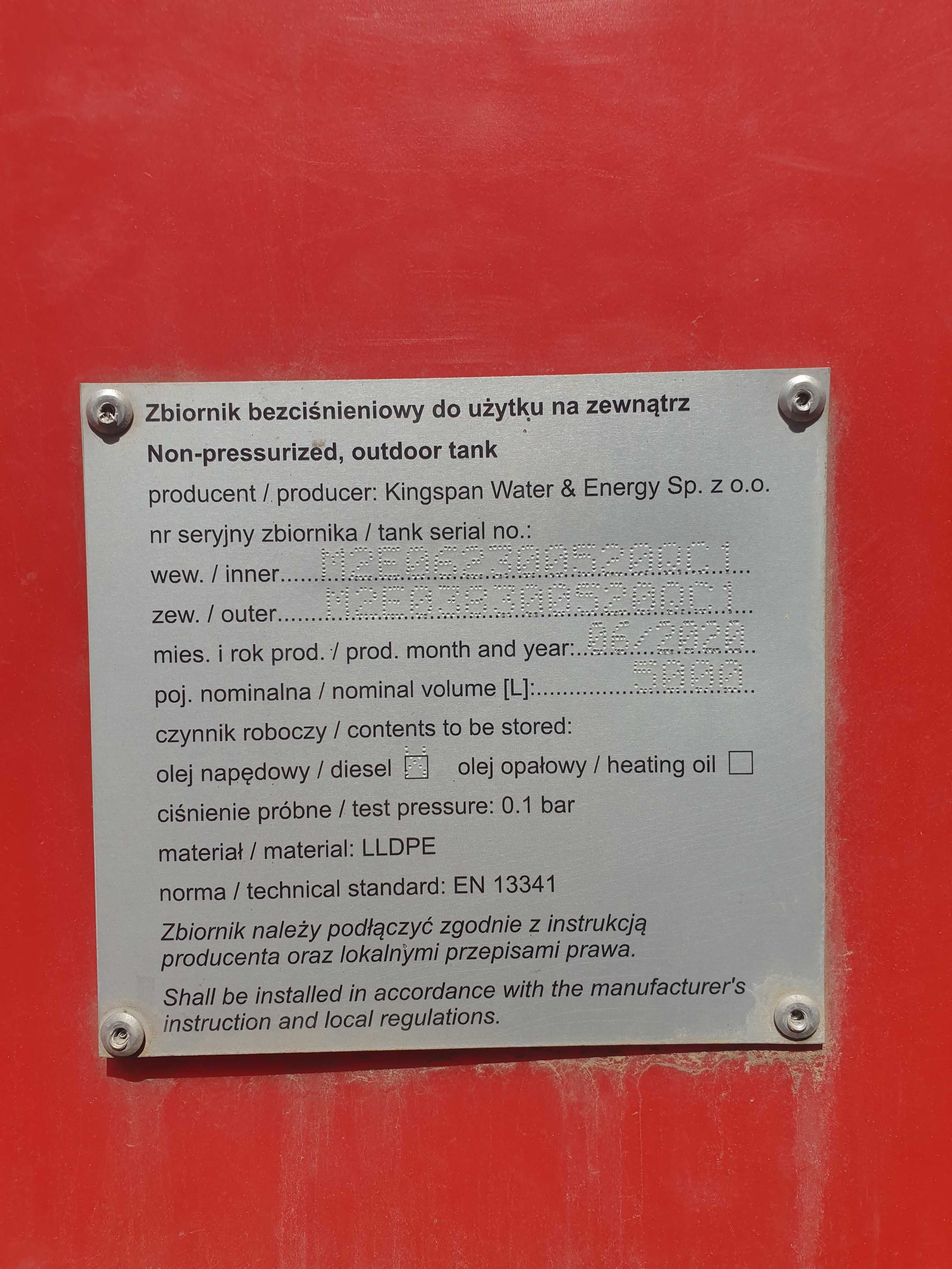 Zbiornik na paliwo  5000 l