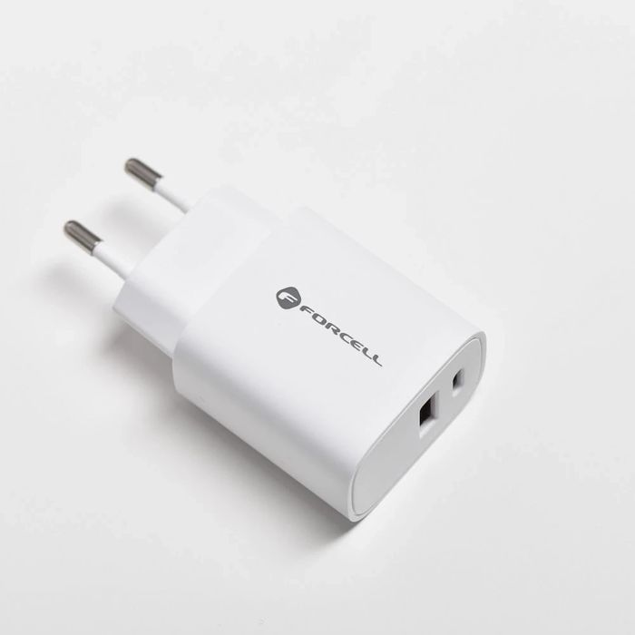 Ładowarka sieciowa FORCELL F-ENERGY Typ C + USB A PD QC4.0 3A 30W
