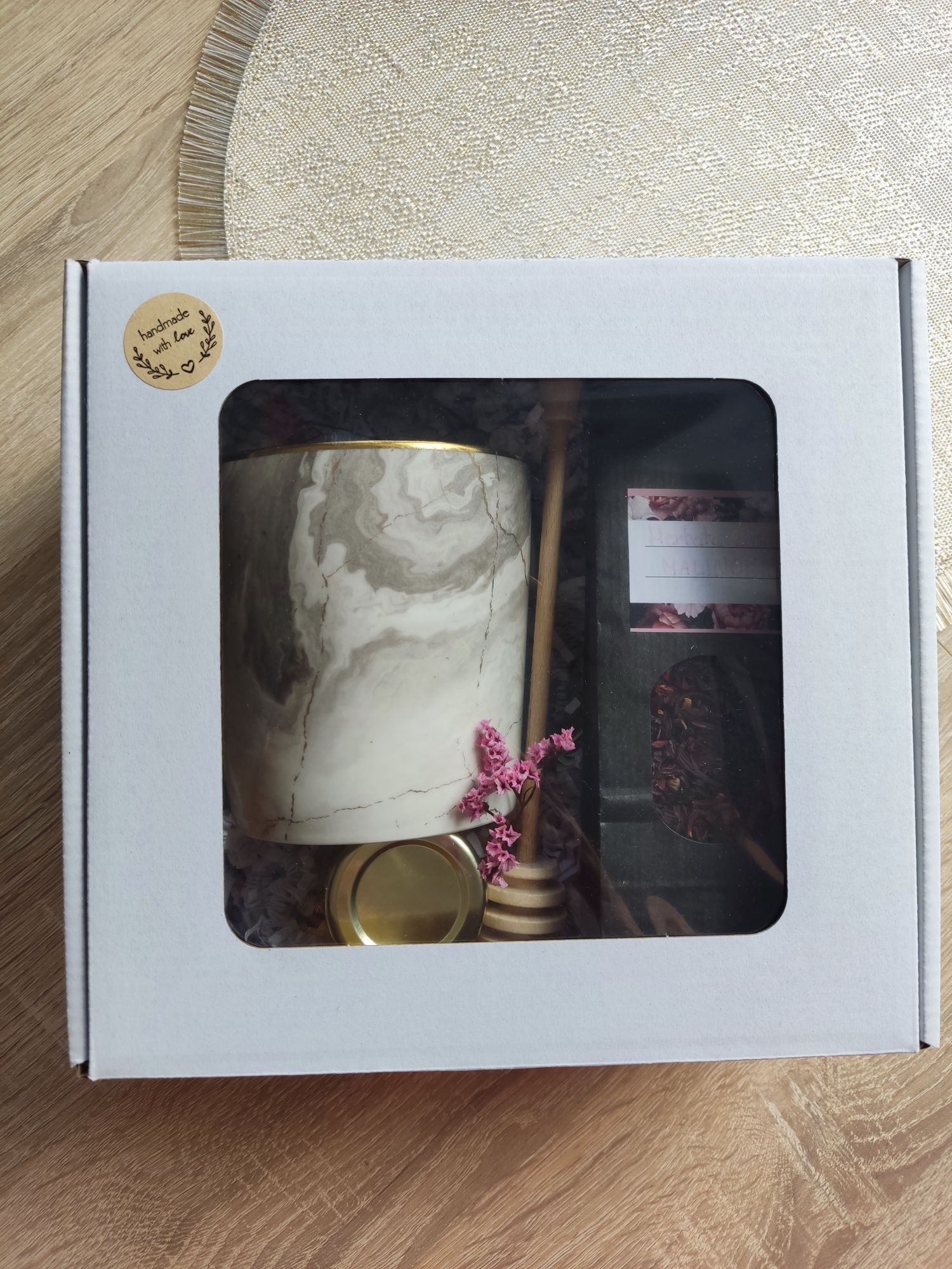 MINI BOX prezentowy K&H dla Niej - Kubek Szary Marmurek