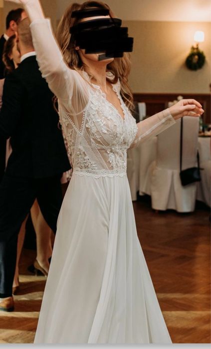 Suknia ślubna Madonna długi rękaw rozmiar 34/36