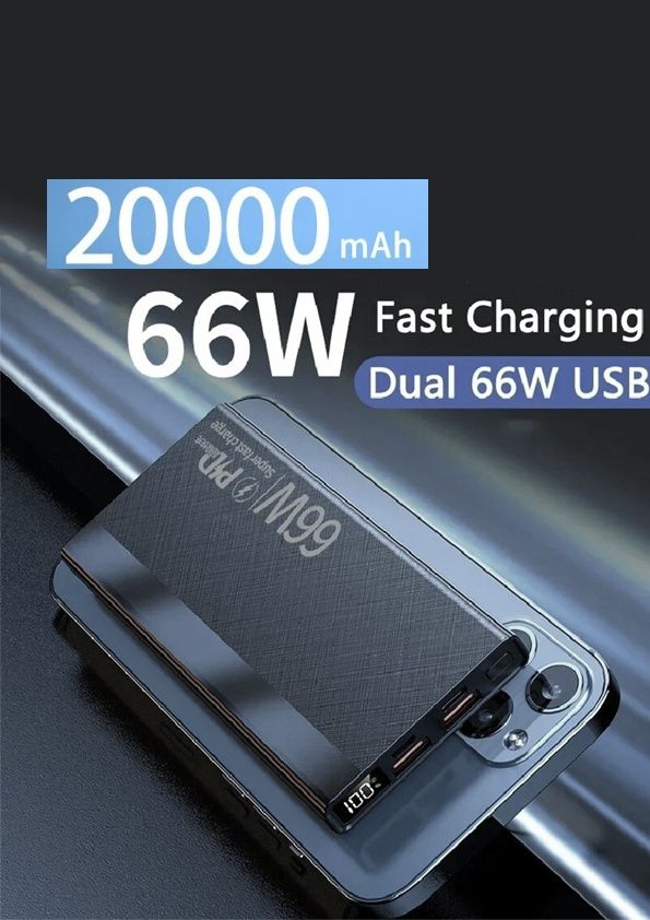 Повербанк / Power bank 20000mAh. Швидка зарядка 66 Вт