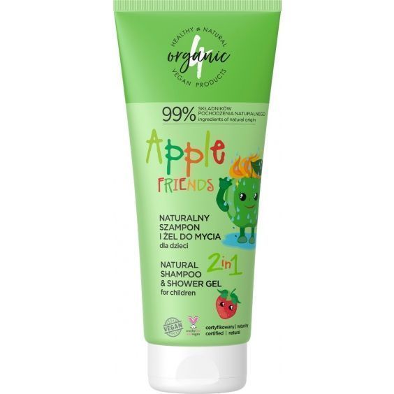 4Organic Naturalny Szampon i Żel 2w1 dla Dzieci Apple Friends 200ml