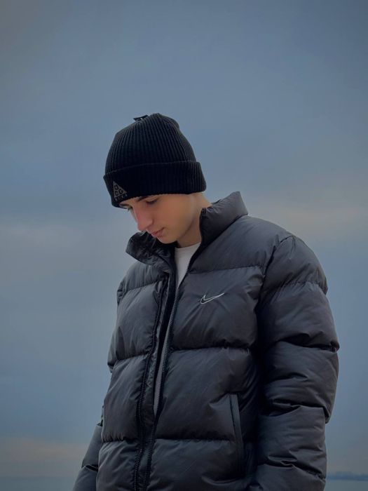 Шапка Nike x ACG мужская черная шапка Найк Асдж чорна зимня теплая