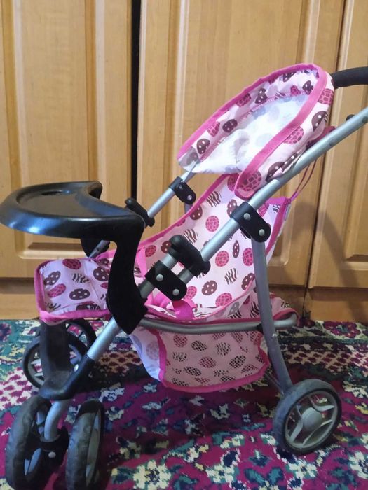 Візок для ляльок металева основа, козирок від сонця, кошик, поличка,