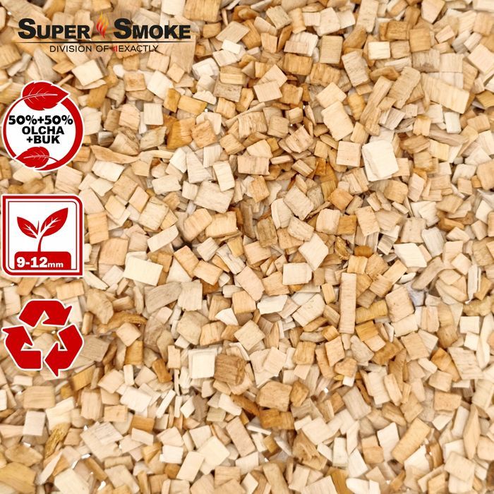 Zrębki Wędzarnicze Super Smoke OLCHA+BUK KL-10 (9-12mm) Large 6 Litrów