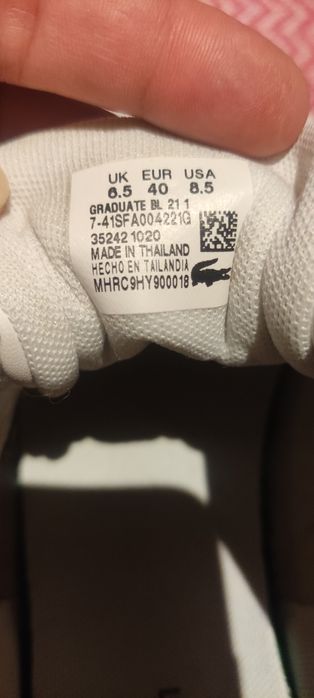 Sapatilhas Lacoste branca número 40