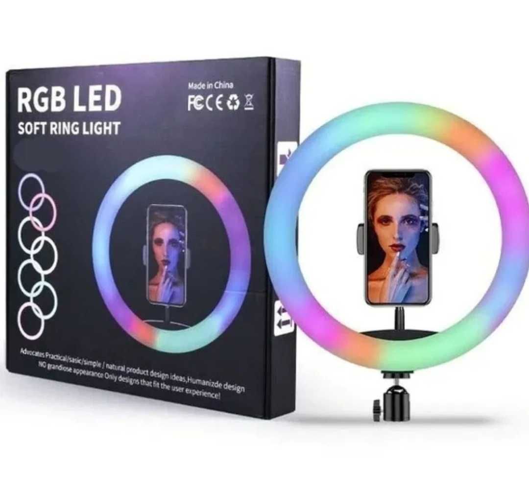 USB Лампа кільцева 26 30 33 36 см різнокольорова RGB та стойка