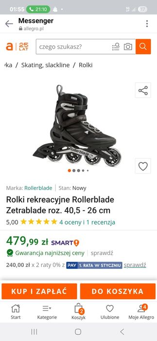 Rolki Rollerblade Zetrablade 40, 5. ochraniacze