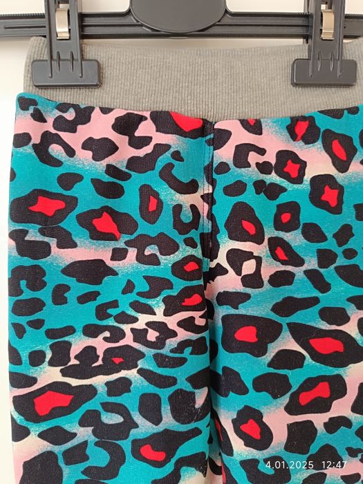 Ocieplane spodnie getry w cętki r 104