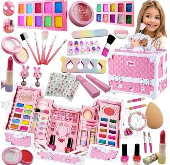 Kuferek kosmetyków Zestaw do malowania makijażu i paznokci dla dzieci