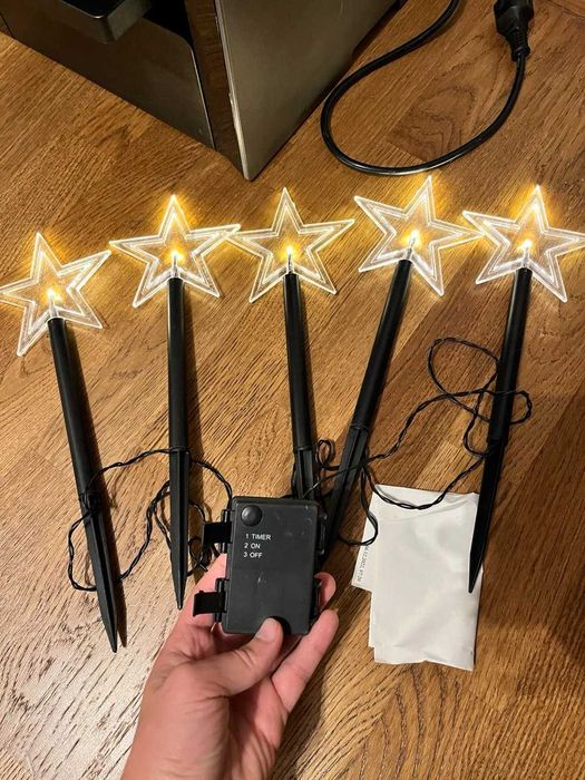 Śnieżynki na słupkach LED na ogród balkon 3AA