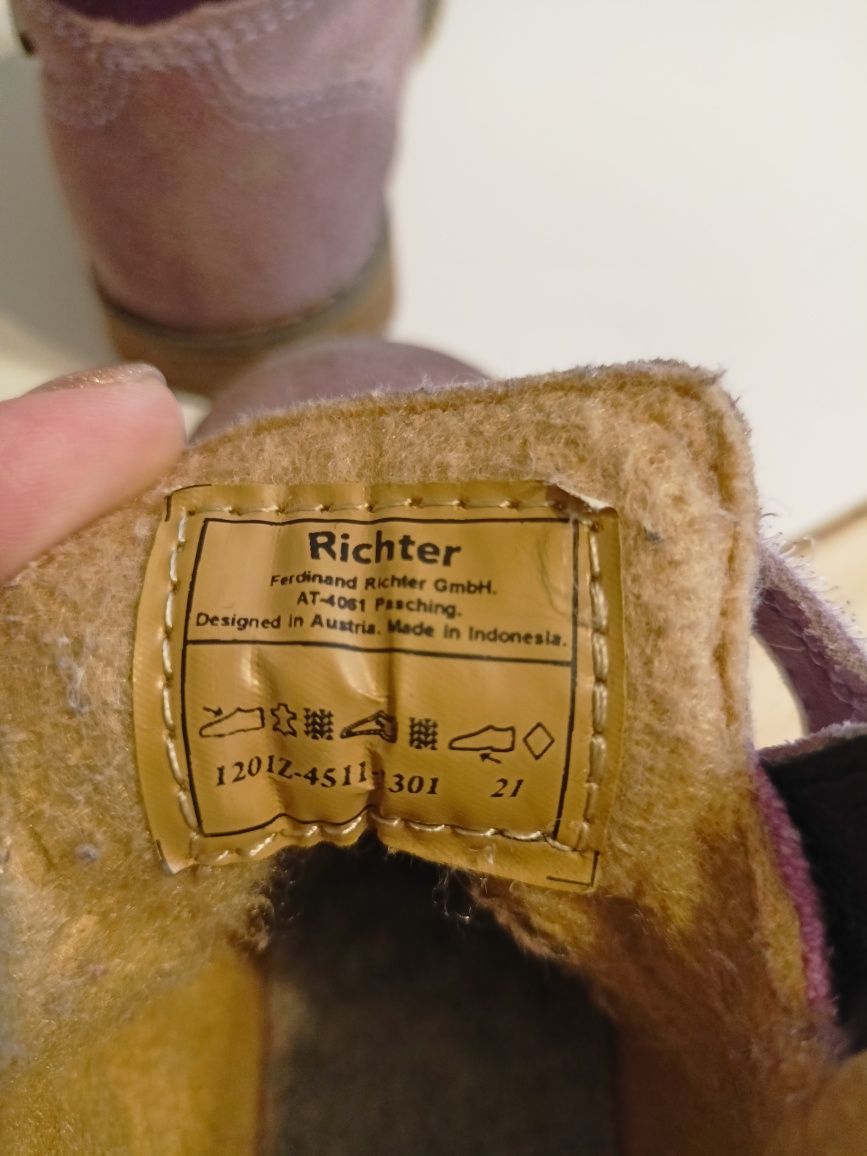 Skórzane botki Richter jasny róż 21