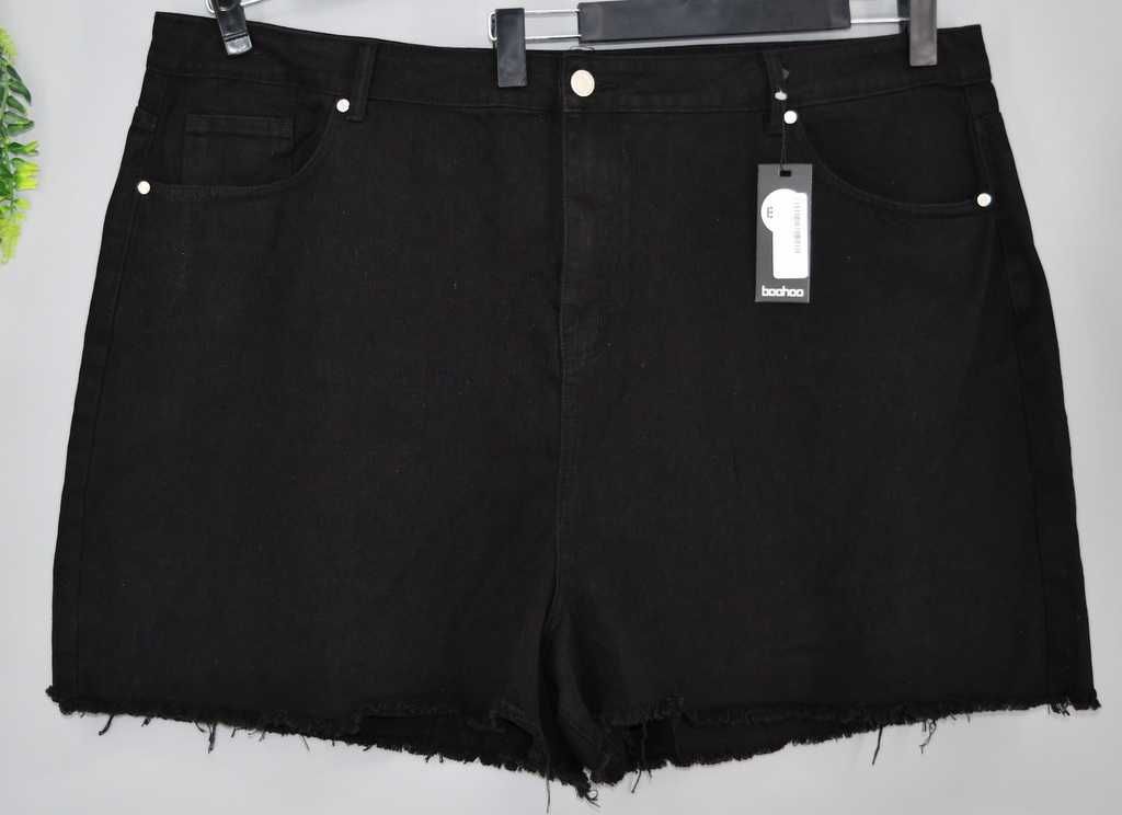 Czarne jeansowe spodenki Boohoo plus size 56 strzępione nowe