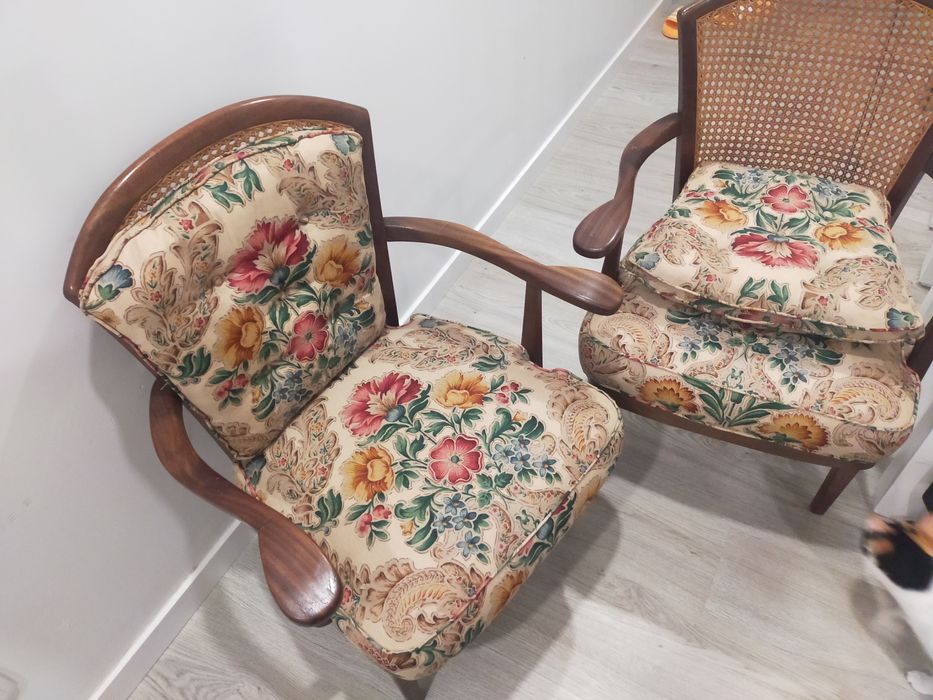 Bergeres cadeirão Luís XV palhinha