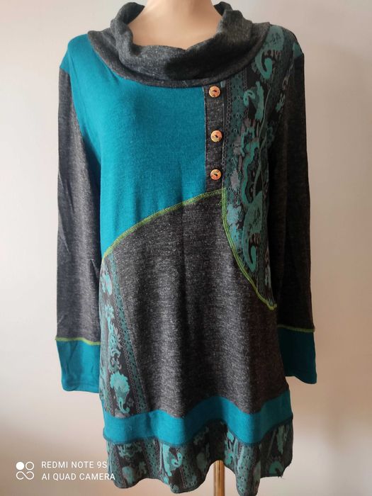 długi sweter tunika dzianina wzory r.L/XL