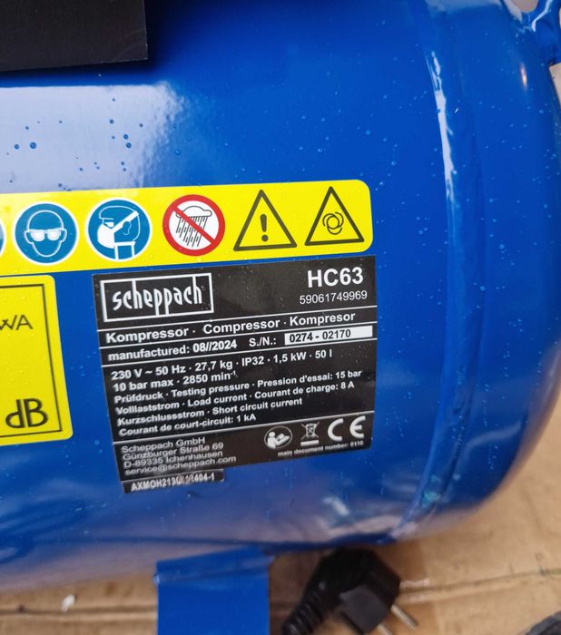 Компресор Scheppach HC63 10 бар| 1500 Вт | 50 л (Німеччина)