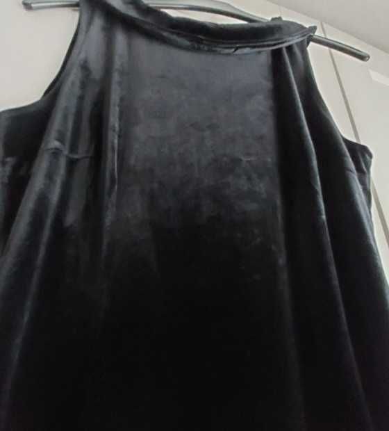 Dluga aksamitna czarnna sukienka L