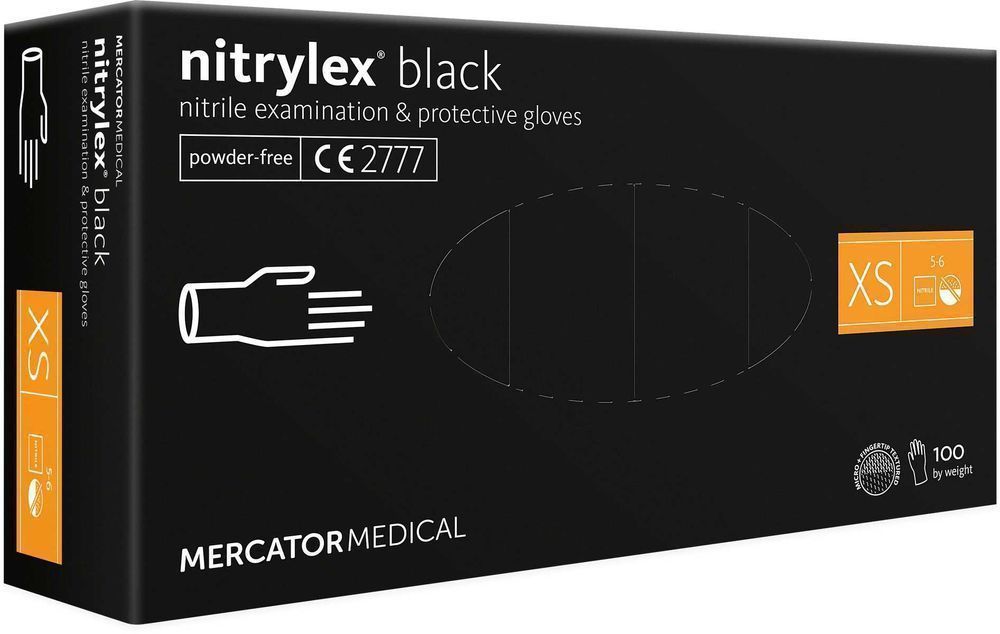 Rękawice Nitrylowe 100 Sztuk / Czarne / Rozmiar: 6 - Xs / 10 Szt.