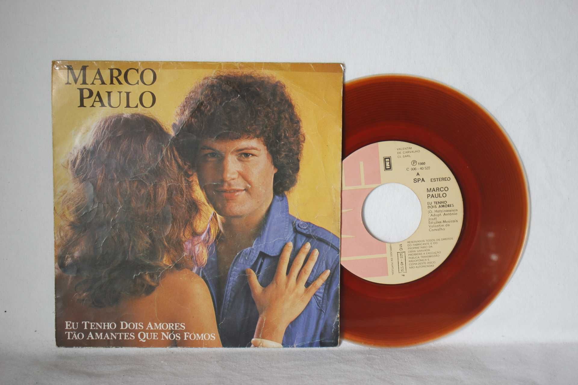 2 Discos vinil 45rpm-Marco Paulo- Quem vier por /Eu tenho dois amores