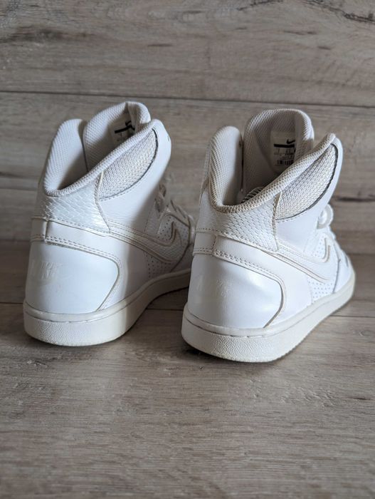 Кожаные белые кроссовки б/у хай-топы Найк Nike  Force Mid 37р 24 см
