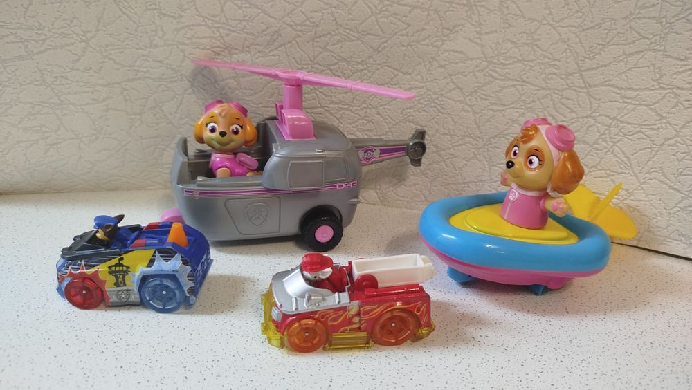 Скай на вертолёте и заводной лодке,маршал гонщик Щенячий патруль Ориги