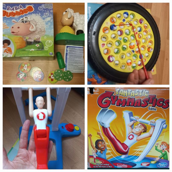 Настольные игры,  Гимнаст, Мыльная овечка, Музыкальная рыбалка