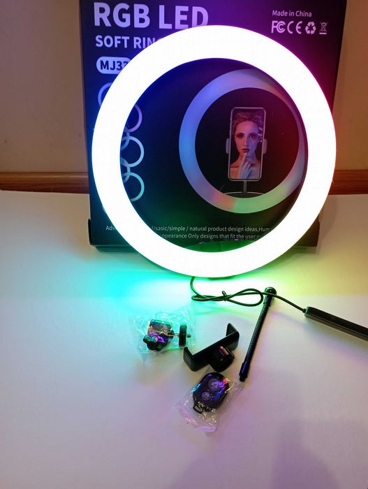 Кольцевая лампа 31см LED со штативом 200см для съемки цветная rgb LED