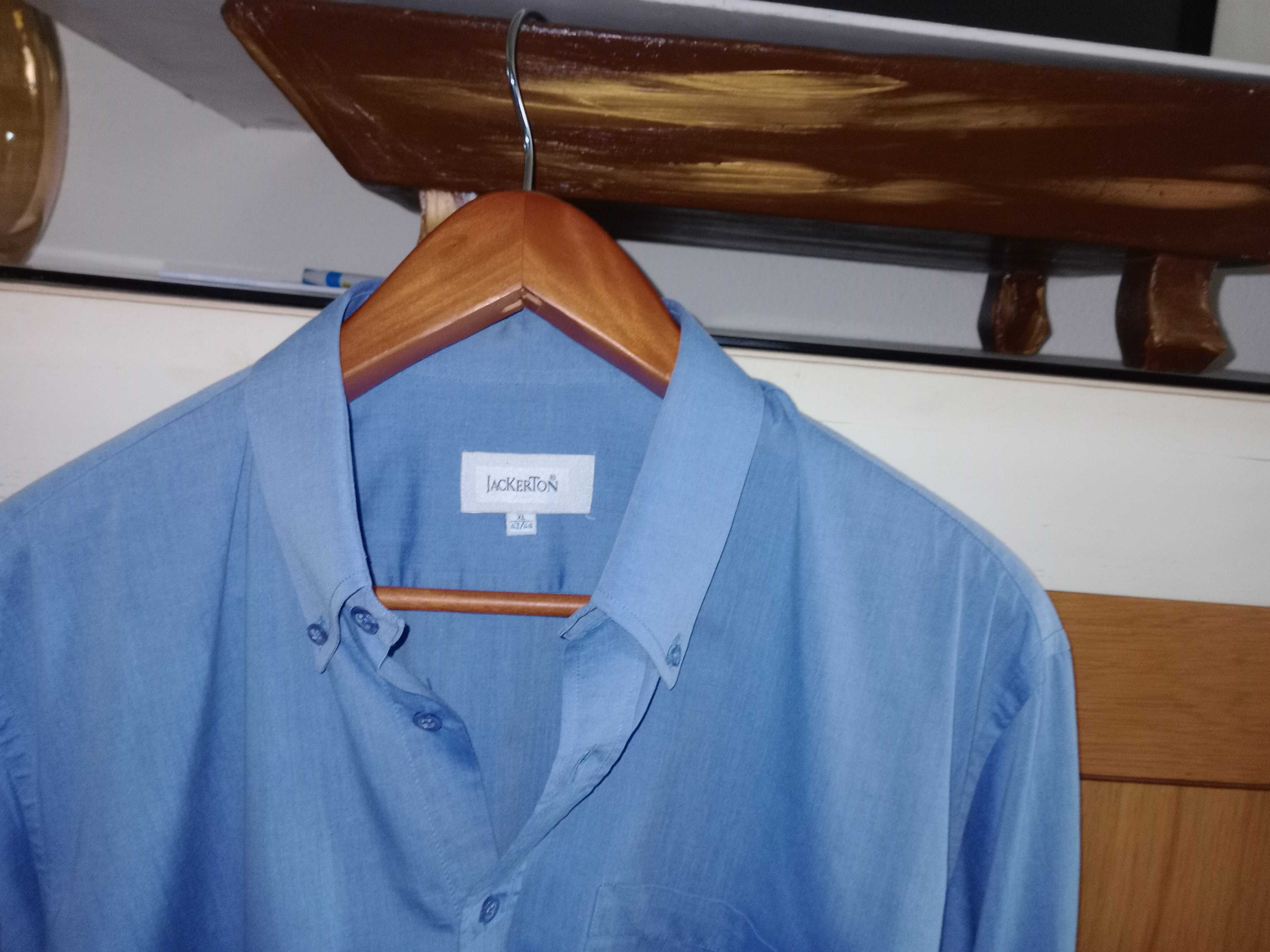 Camisa, Manga comprida, Marca Jackerton, Azul liso  XL -Como Nova