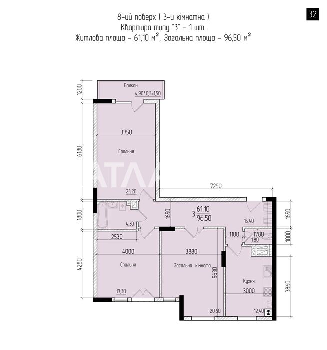 3-кімнатна новобудова, 96.5 кв.м, ФАСТІВСЬКА
