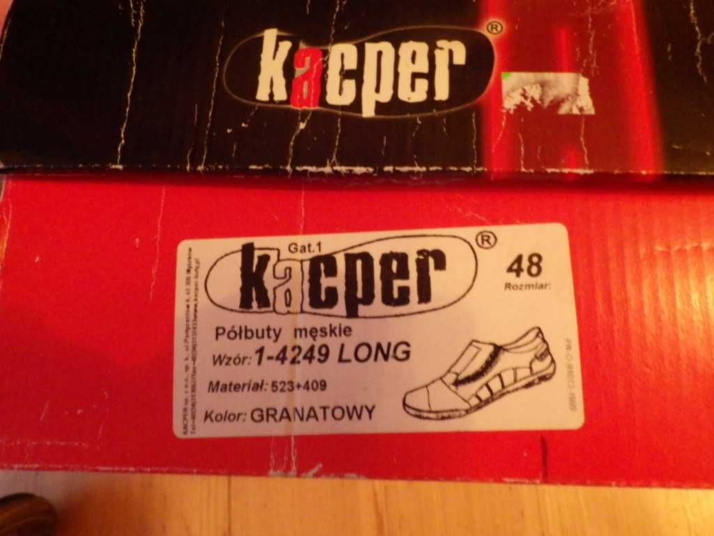 Buty Kacper 1-4249 Long półbuty mokasyny rozmiar 48 wkładka 31,5 cm