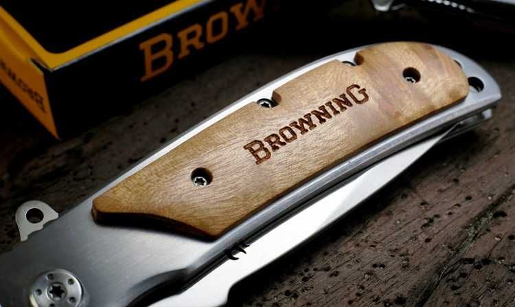 Nóż myśliwski scyzoryk BROWNING blokada Liner-Lock drewno BR6