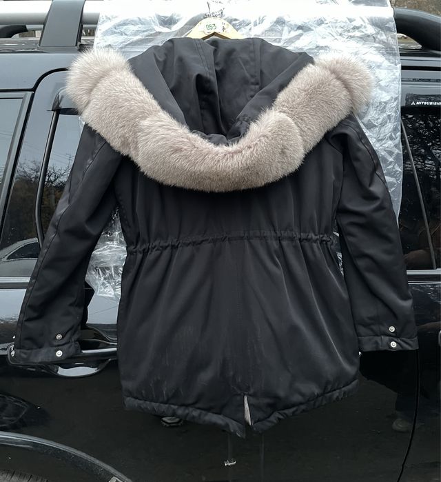 Парка с отделкой из меха песец натуральный S