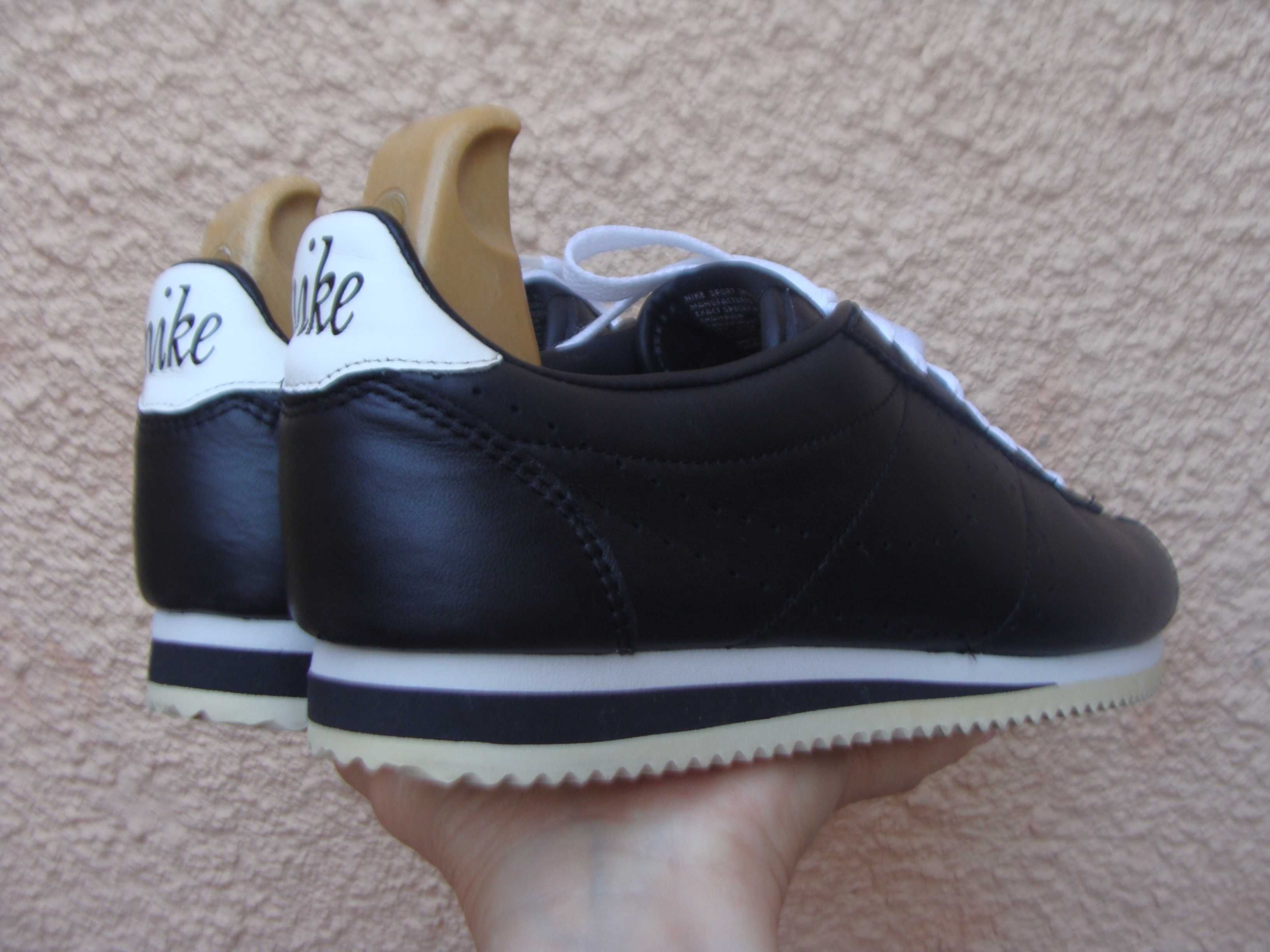 42.5/27 см Nike cortez кроссовки черные кожаные оригинал