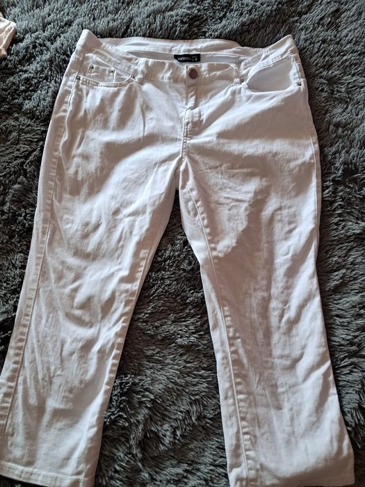 Białe spodnie 3/4 Rybaczki XL 42