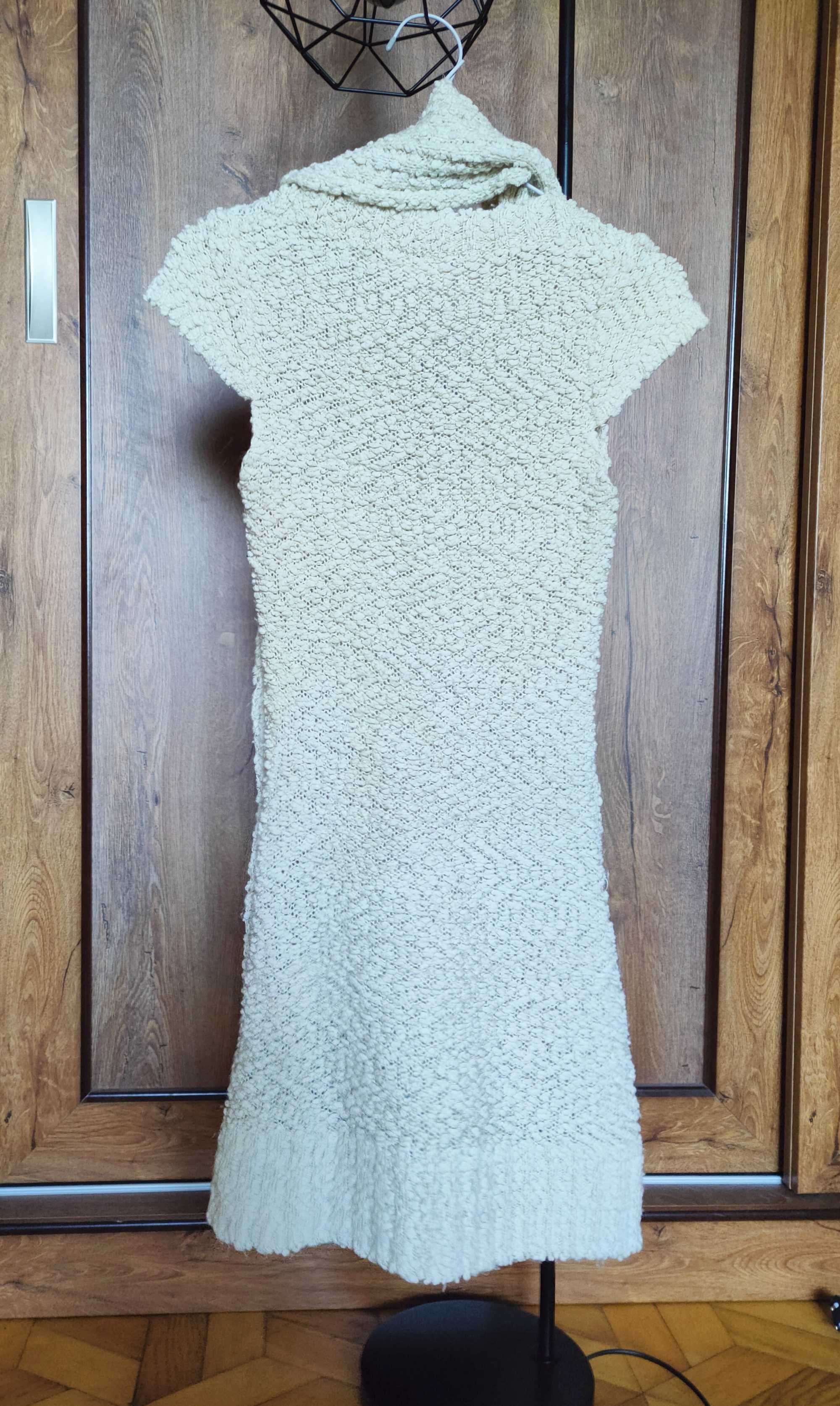 Sukienka miś kremowa m s 38 New Look z szalikiem kieszonkami